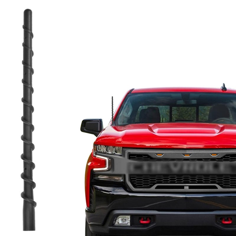 VOFONO Car Wash Proof Antenna for Chevy Silverado and GMC Sierra Accessories (2009-2025) | 9 inch Spiral Direct Short Replacement Antenna (M7 Thread) - Image 1